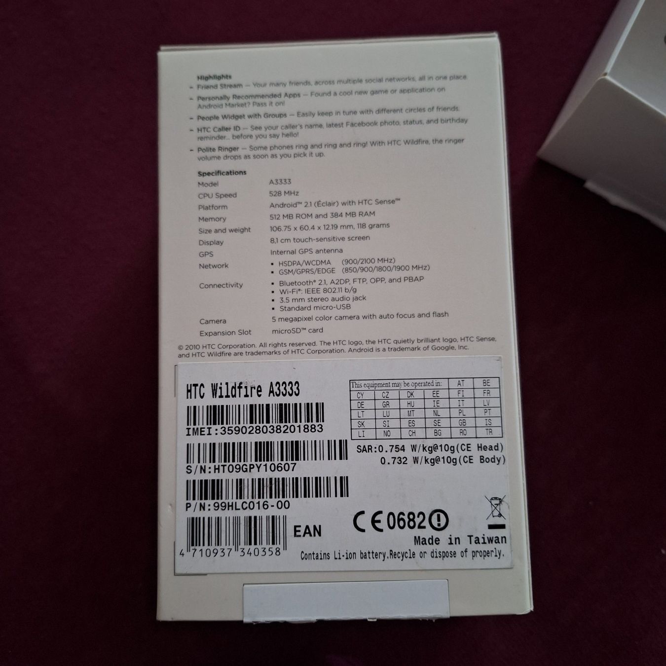 HTC Telefoni cellulari / Smartphones: HTC Wildfire A3333 - Smartphone Klassiker – Usato da Hettenschwil venduto da Schneuggi2 2
