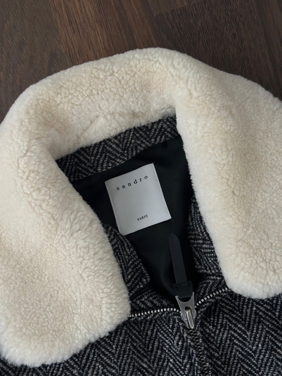 Sandro Giacche: Sandro Shearling Collar Herringbone Aviator Jacke in Grösse – Usato da Mörschwil venduto da ReLuxeAtelier 4