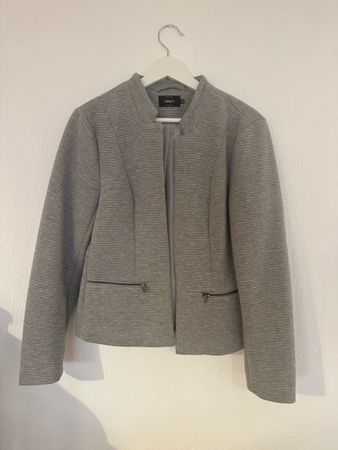 ONLY Damen Blazer Gr. 38 Grau Business Blazer strukturiert