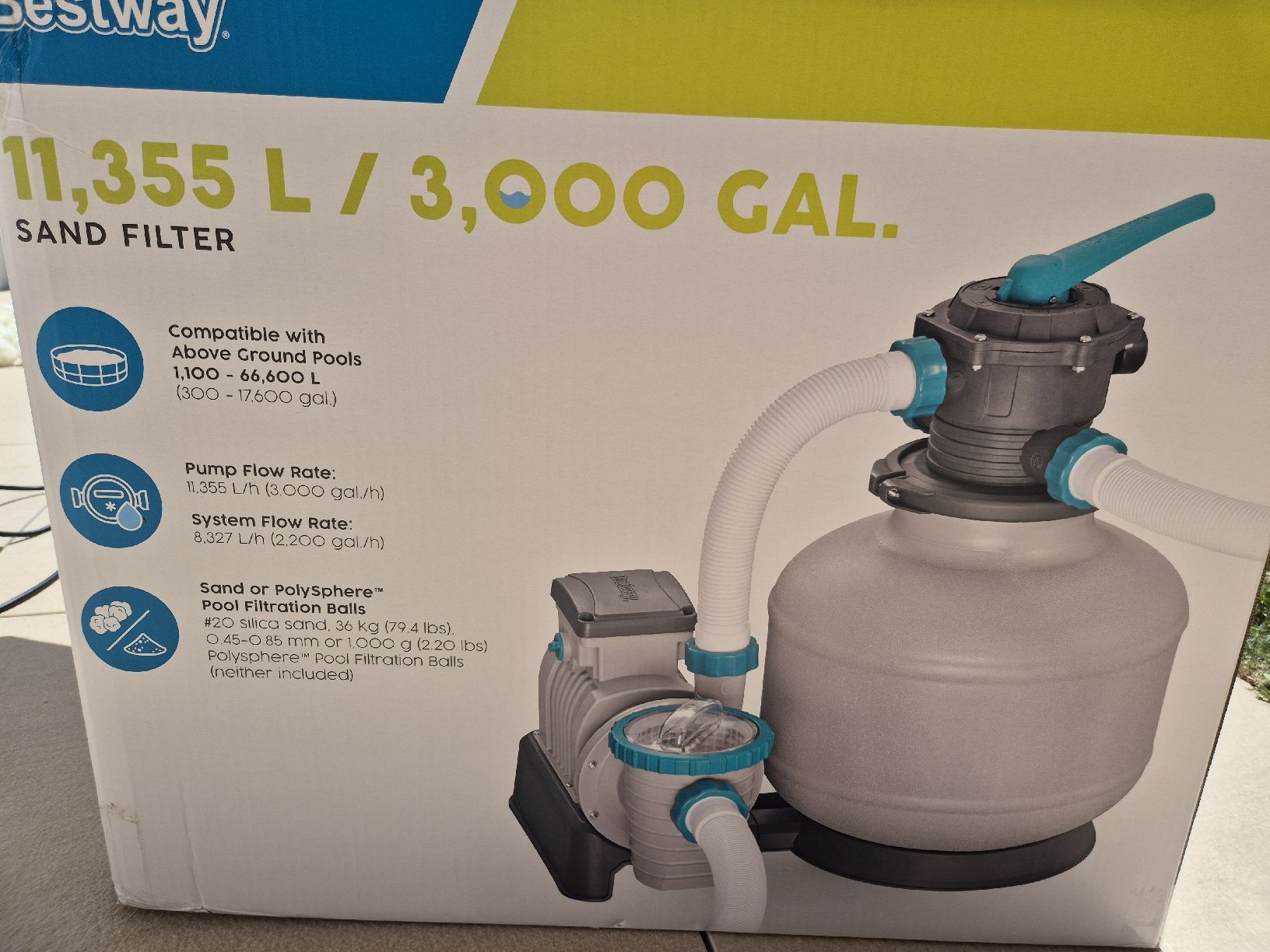 Bestway Accessori per Piscine: Sandfilterpumpe Bestway 11355 L/h – Usato da Horriwil venduto da Carved_jibe01 3