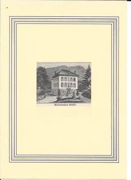 Xilografie: Zuchwil Musterschulhaus Holzschnitt um 1900 – Usato da Olten venduto da clotaldi