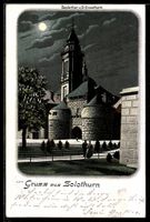 Lithographie Solothurn, Baslertor und St. Ursusturm bei Mons