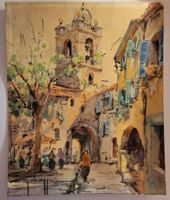 Aquarelle originale – Georges CHAPPUIS– Village provençal