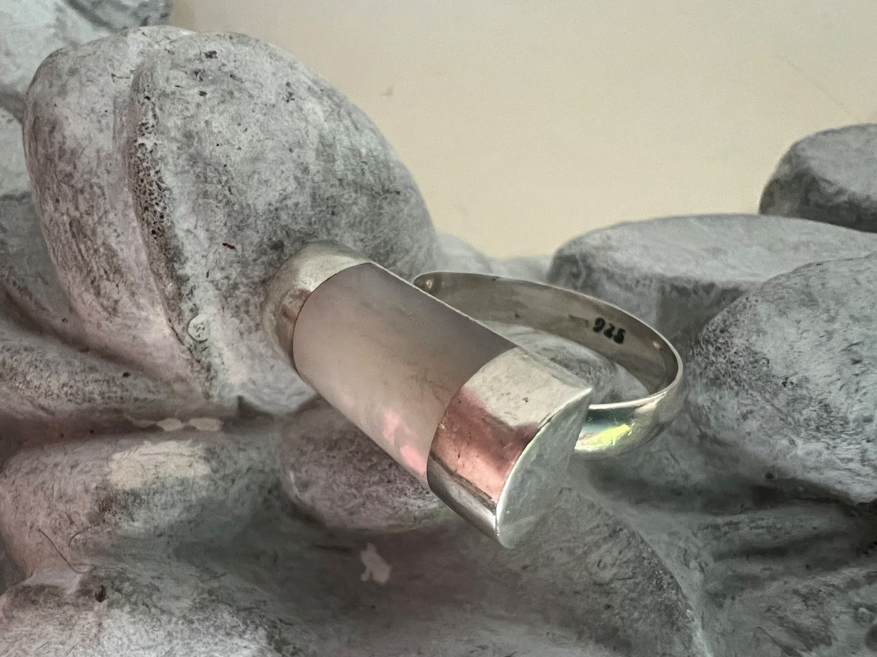 Anelli: Ring one size Silber 925 Perlmutter Art Deco Stil - um 1970 – Usato da Bern venduto da Jiffy 3