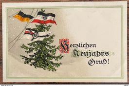 KARTE HERZLIRHEN " NEUJAHRS GRÜS ! " 1915... SUPER !!!