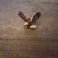 Pin émaillé vintage Aigle volant rouge et or  