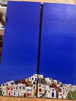 Handgemachtes Wandbild "Santorini" - Einzigartiges Kunstwerk