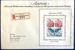 1938-  Aarau Block W11 auf R - Ersttagsbrief nach Solothurn