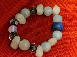 Wunderschönes Achat Armband mit Murano Gr. M-L - 6,7cm Blau