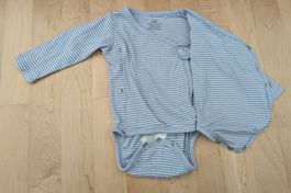 H&M Baby Wickelbody Langarm – Blau/Weiss gestreift – Gr. 62