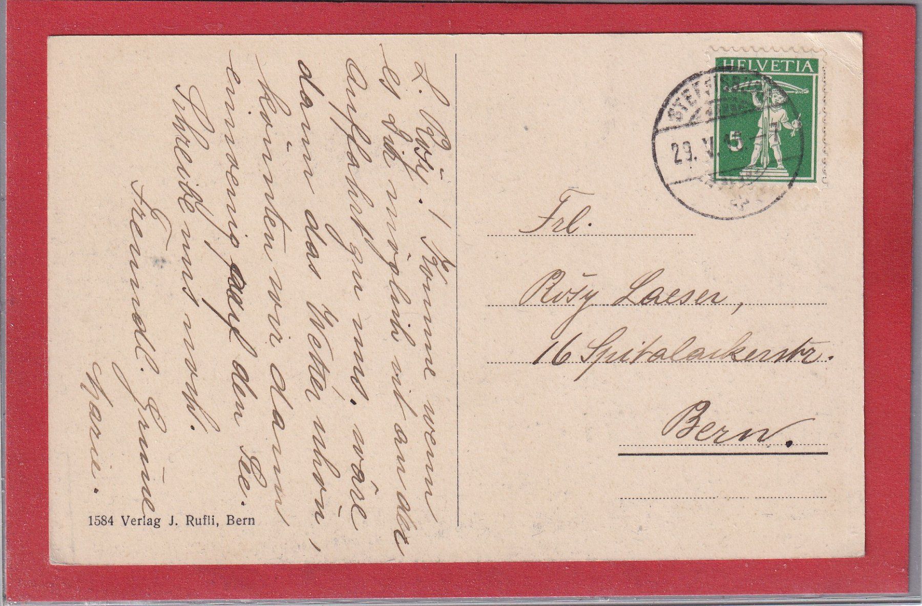Cartoline postali: Steffisburg mit Hartlisberg - 1916 – Usato da Orvin venduto da Pyaeschli 1