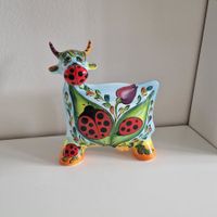 Turov Art Keramik handbemalte Keramik-Kuh-Skulptur