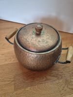 Kupfer Topf mit Deckel und Holzgriffen 17cm