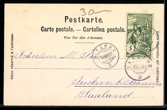 Cartoline postali: Vitznau, Seepanorama mit Kirche, Ruderbo – Usato da Berlin venduto da bartko-reher 1