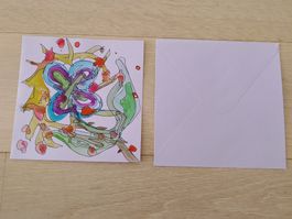 Grusskarte handgemalt mit Couvert 15 cm X 15 cm