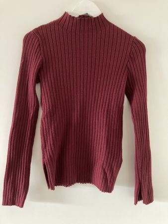 Broadway Strickpullover, gerippt, Weinrot, XS – Top Zustand!