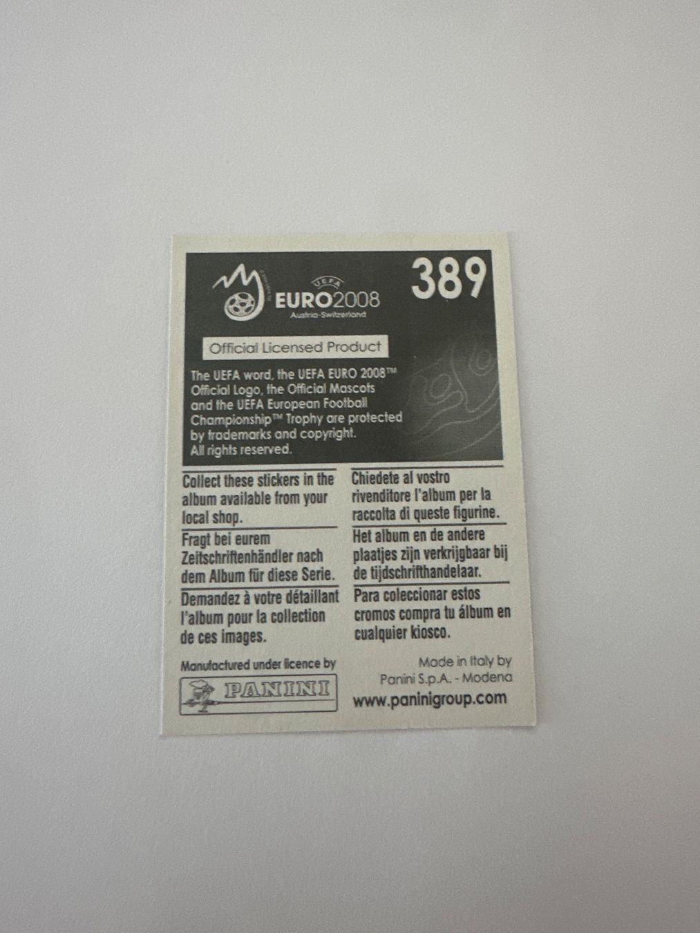 Panini Cartes à collectionner: Panini UEFA EM 2008 Sticker - Nr. 389 – D'occasion à Sulz AG par DealWerk 1
