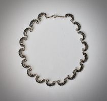 HALSKETTE MIT VOGELFEDER DEKORATION, SILBER 800, VINTAGE.