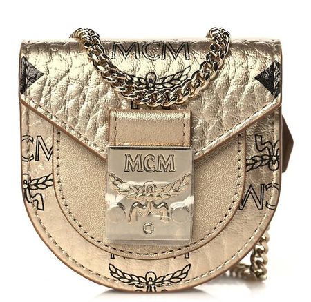 MCM Visetos Patricia Mini Bag Charm Gold