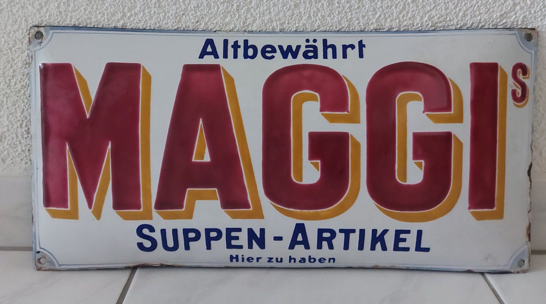 Maggi Insegne: Altes Emailschild Maggi Plaque émaillée – Usato da Schenkon venduto da TG10