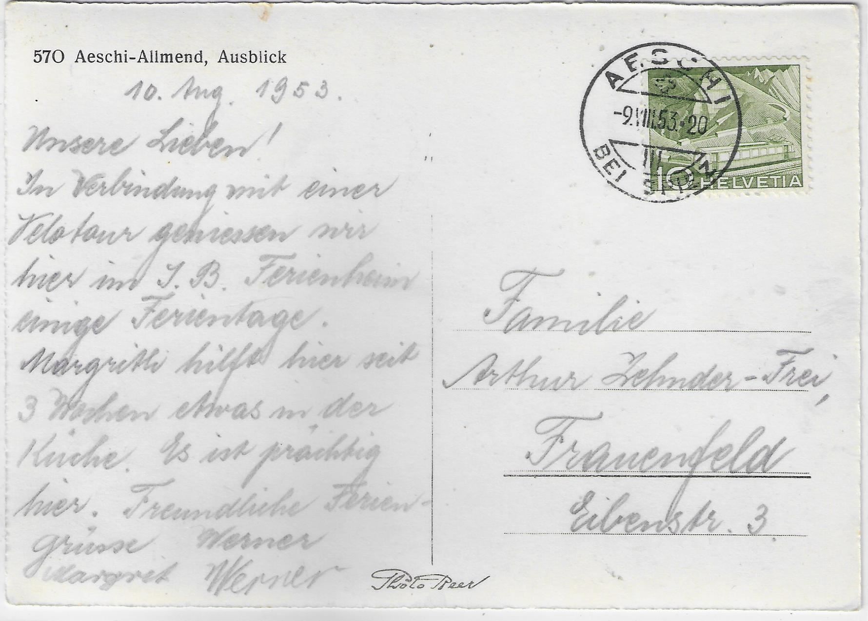 Cartoline postali: Aeschi-Allmend - Ausblick – Usato da Ettingen venduto da Kartenplanet 1