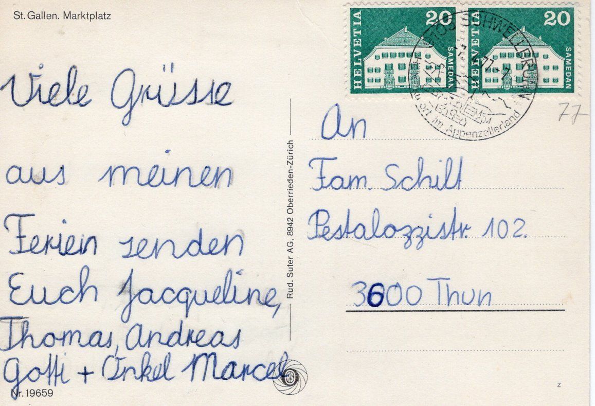 Cartoline postali: St. Gallen Bohl Marktplatz 1977. – Usato da St. Gallen venduto da Epu 1