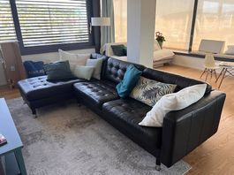 Landskrona Ikea Leder Sofa schwarz 