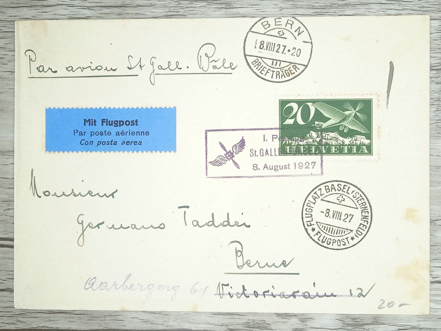 Tutti i francobolli: TR105 Enveloppe Suisse + Timbre 1927 – Usato da Cousset venduto da Patrick_Collections