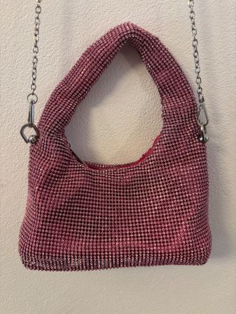Glitzernde Strass-Handtasche in Pink / Fuchsia