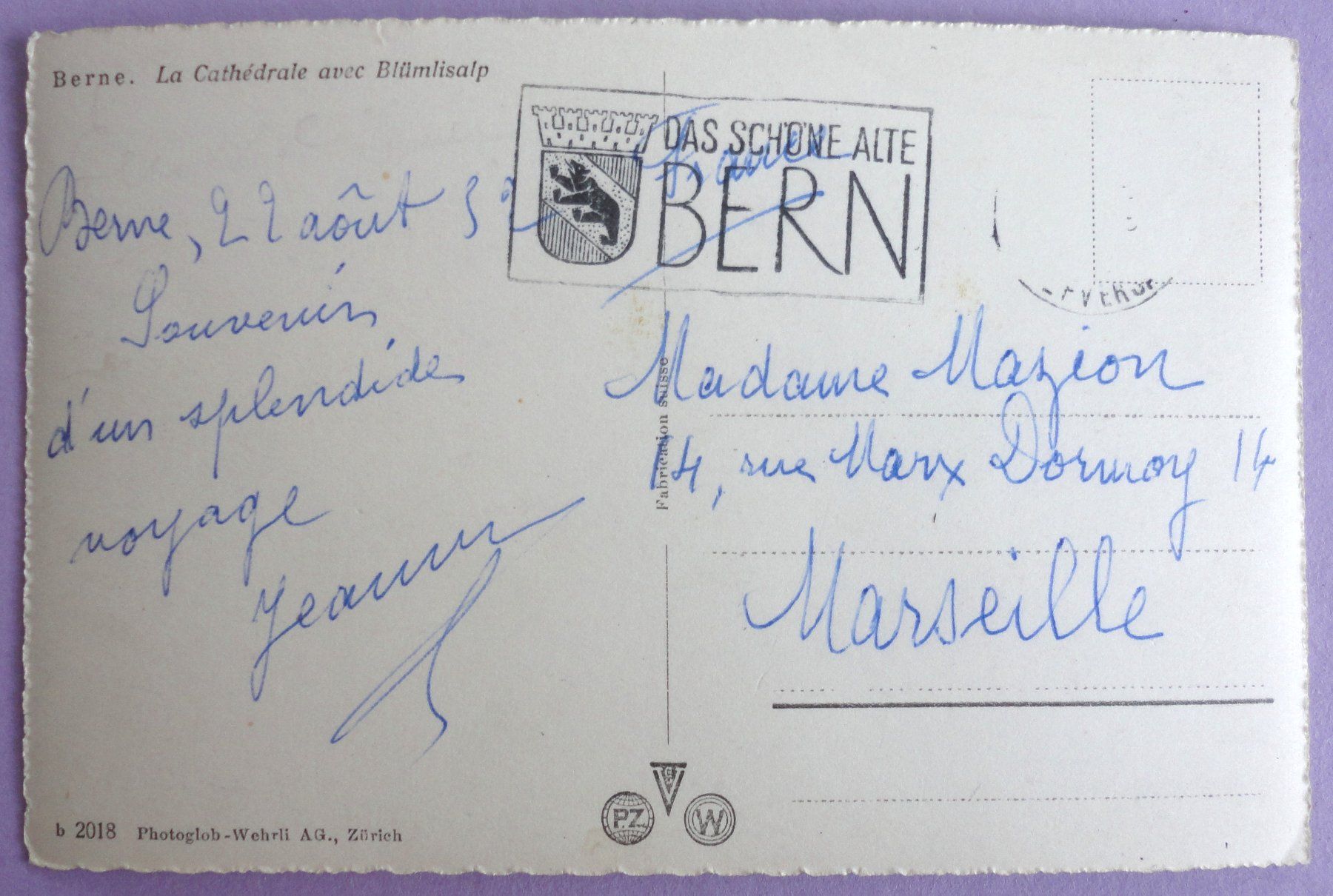 Cartoline postali: Bern, Münster mit Blümlisalp – Difettoso da Fétigny venduto da Billy2miny 1