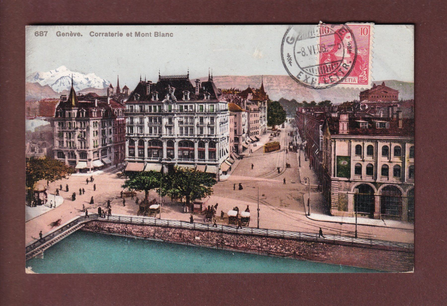 Cartoline postali: GENEVE - Corraterie - 1908 – Usato da Pully venduto da nicecards