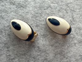 Vintage Ohrclips Emaille in Ovalform , signiert Orena Paris