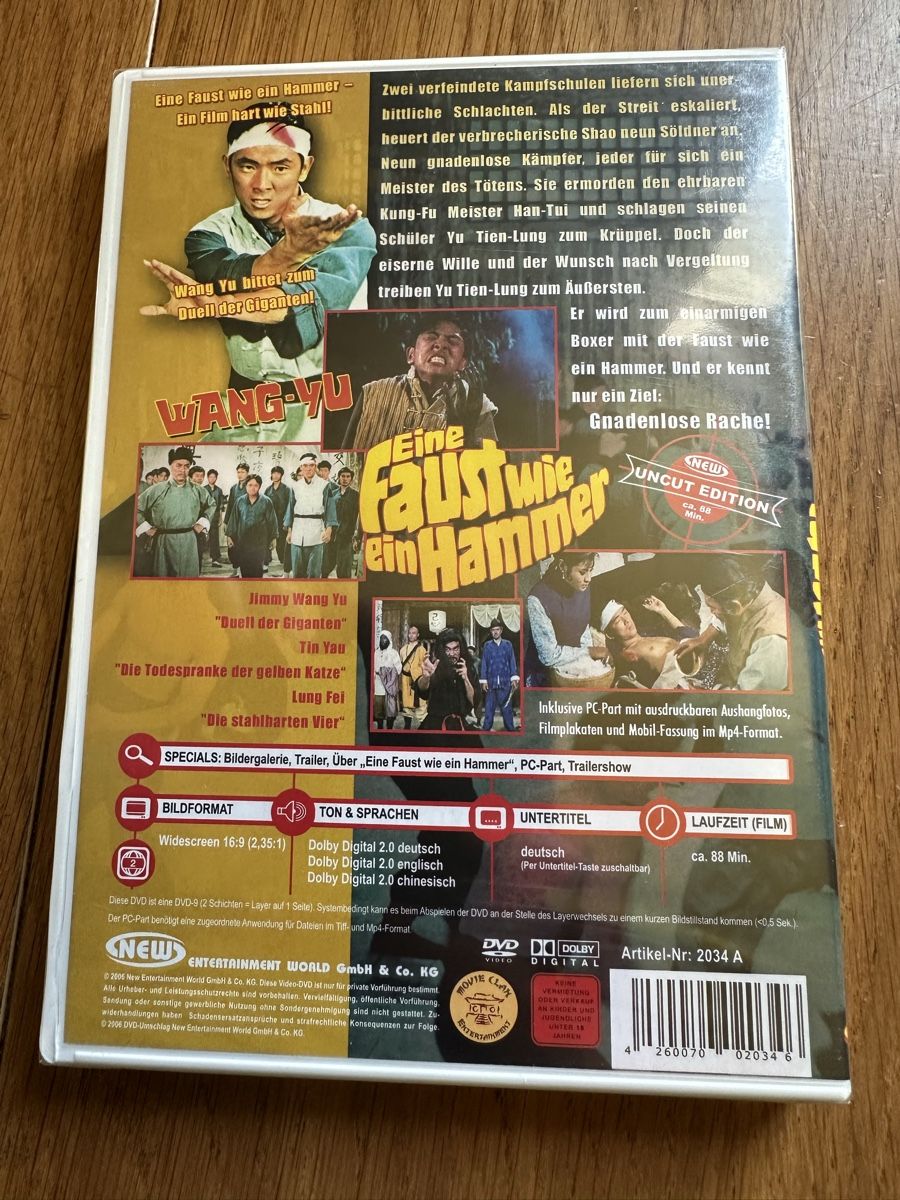 Tutti i DVDs: Wang -Yu eine Faust wie ein Hammer, DVD, OVP ￼ – Nuovo e nell'imballaggio originale da Benken ZH venduto da Audi-erich 1