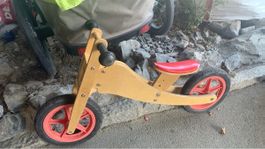 Laufrad Holz Kinder rot/gelb