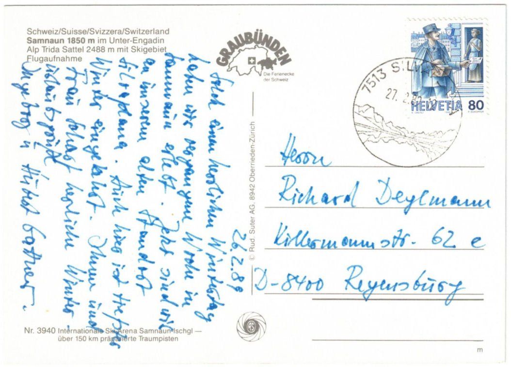 Cartoline postali: Samnaun - Luftseilbahn Alp Trida – Usato da Binningen venduto da Mountainrider 1