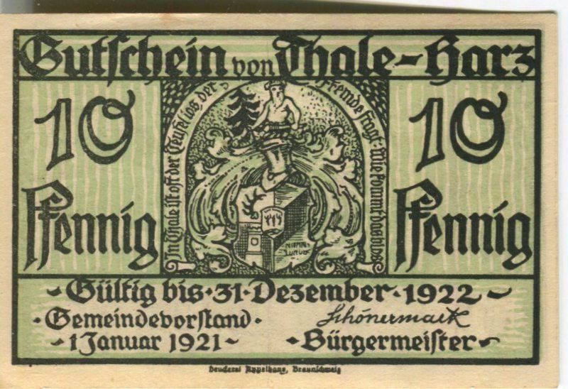 Banconote: Notgeld "10 Pfennig. Thale 1921" – Usato da Basel venduto da Butsch5