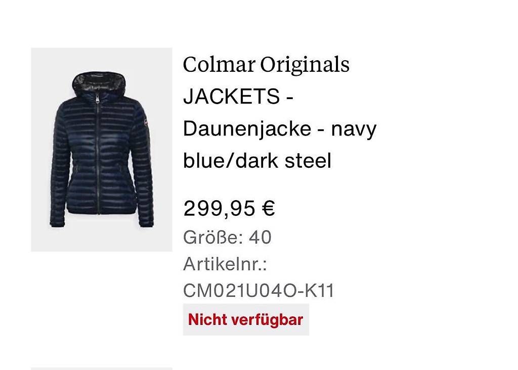 Colmar Giacche: Colmar Jacke, Daunenjacke blau Gr. 40 – Usato da Dübendorf venduto da CaBer 4