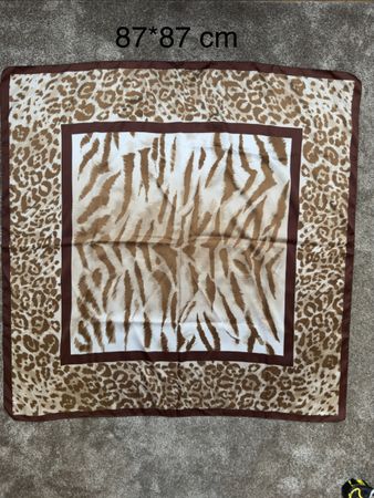 Foulard vintage 87x87cm motif animalier imprimé léopard/tigr