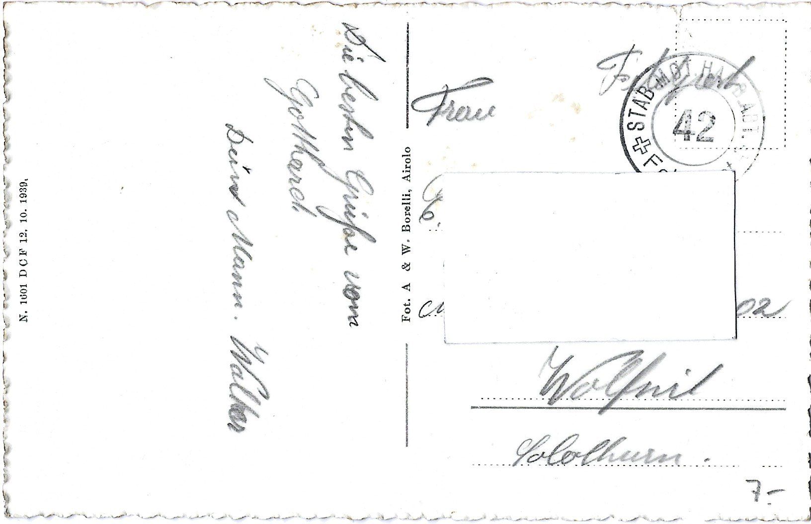 Cartoline postali: 1089  Valle Tremola - Strada del Gotthardo - Gotthardstrasse – Usato da Bütschwil venduto da Jackson1A 1