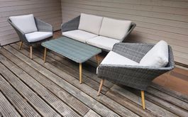 Rattan Gartenlounge Set mit Beistelltisch