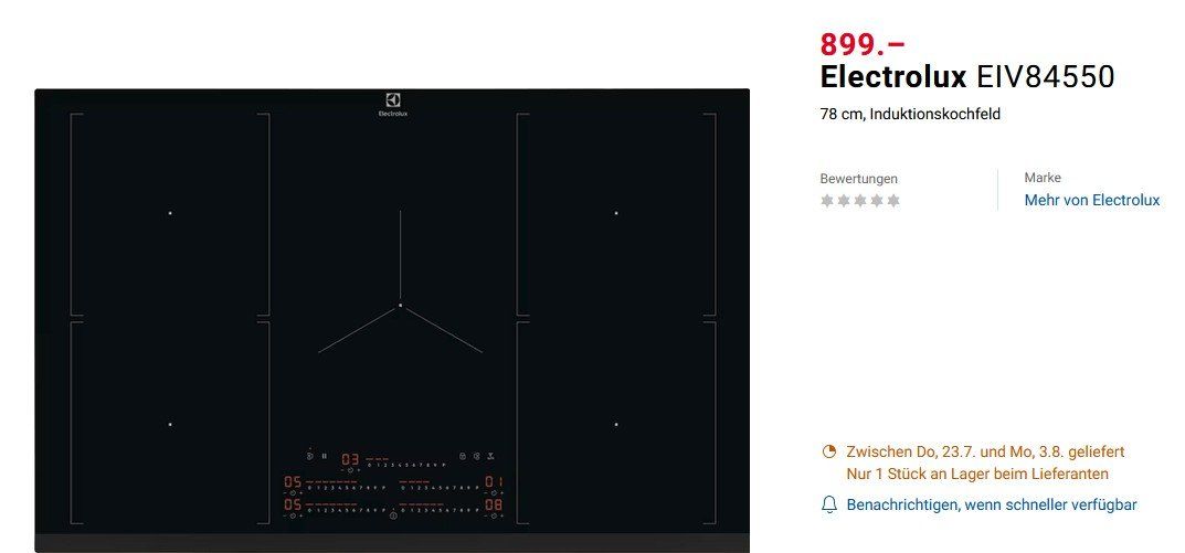 Electrolux Herde: Induktionskochfeld Electrolux EIV84550, 78 cm – Defekt aus Dübendorf von MA.WA. 4