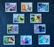 8-31-2 Timbres Helvetia oblitérés. Séries "Tourisme" 2000/01