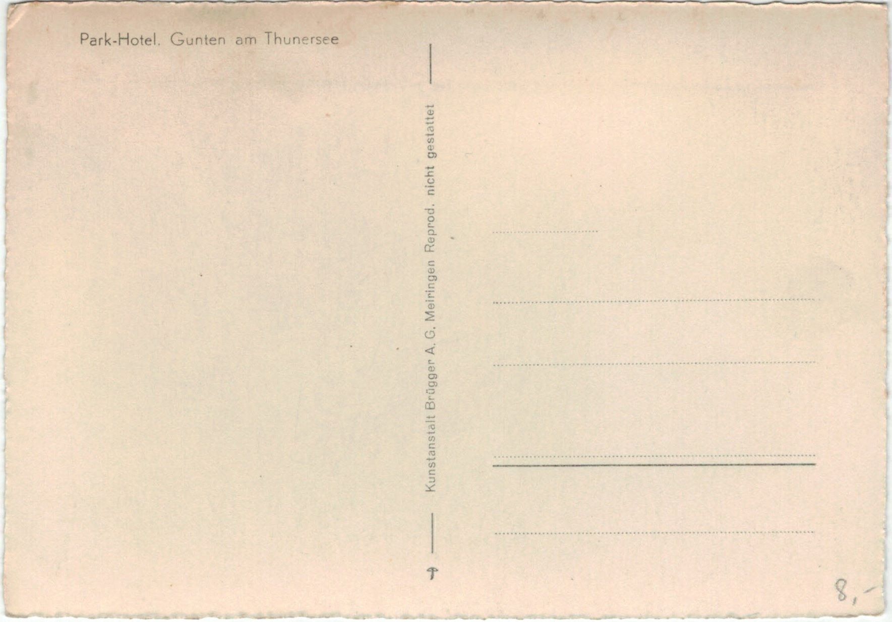 Cartoline postali: BE 109 Gunten Park-Hotel GF – Nuovo (secondo la descrizione) da Fribourg venduto da philafri 1