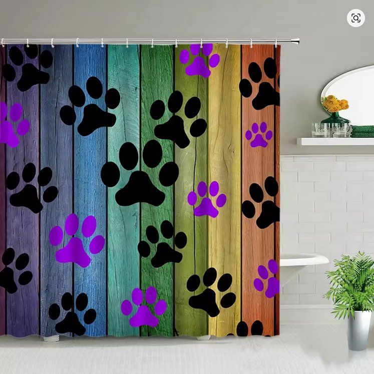 Vorhänge: Hund Herz Duschvor / Rideau de douche Rainbow Doggy - 180cm – Neu und originalverpackt aus Bremblens von animalopolis