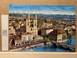 AK von Zürich mit Bergpanorama