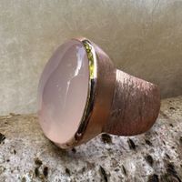 Sterling Silber Ring 925 mit Rosenquarz Ringgrösse 54