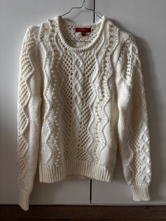 Guess Pullover Creme mit Perlen Grösse M gebraucht