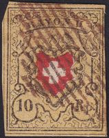 BRAUNE RAUTE auf Rayon II (gelb) T.19 D-RU, Seltenheit +BEF.