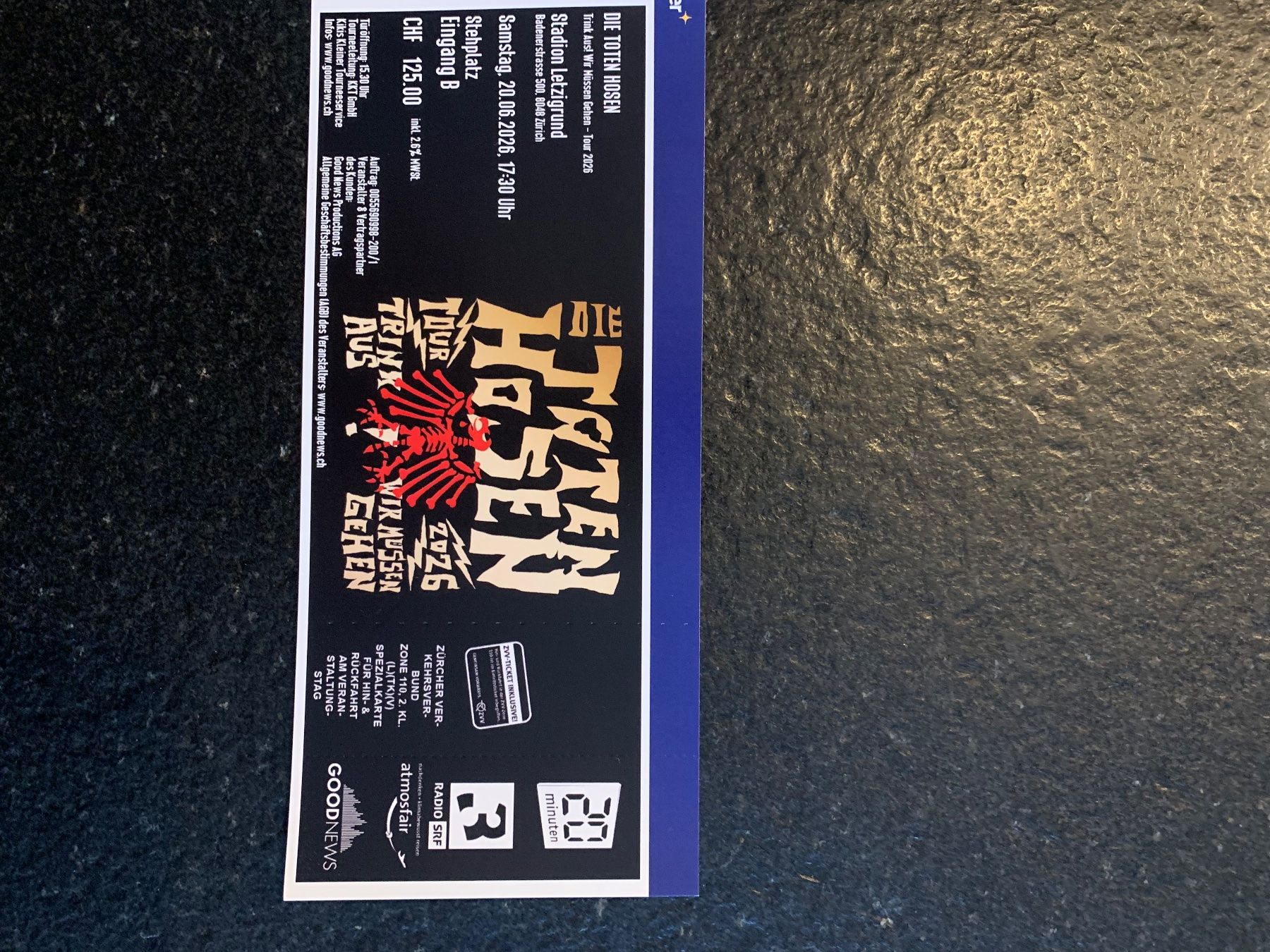 Biglietti: Toten Hosen Ticket Stehplatz – Usato da Goldach venduto da kafamino76
