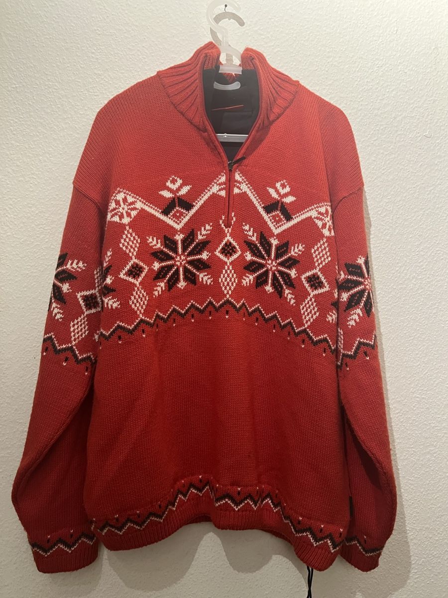 Vestes: Herren | Rote Woll-Strickpullover mit Norweger-Muster – Neuf (Voir description) à Basel par SimpleE